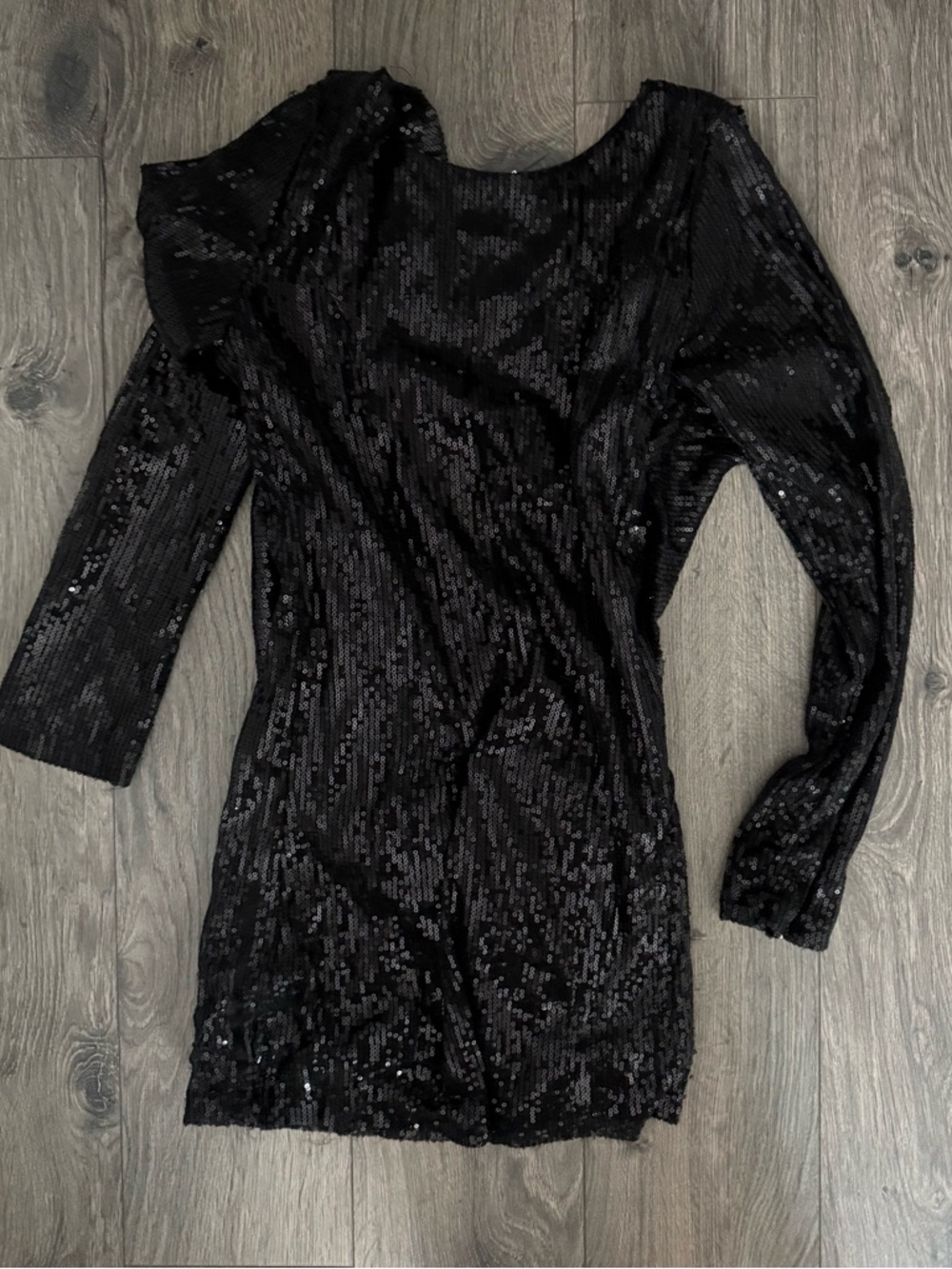 Erika Black Sequin Mini Dress with Long Sleeves